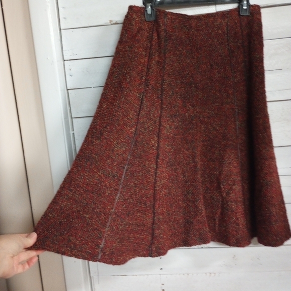 Coldwater Creek Women's Size Small Dark Rust Tweed ALine Knee Length Lined Skirt - Picture 2 of 7